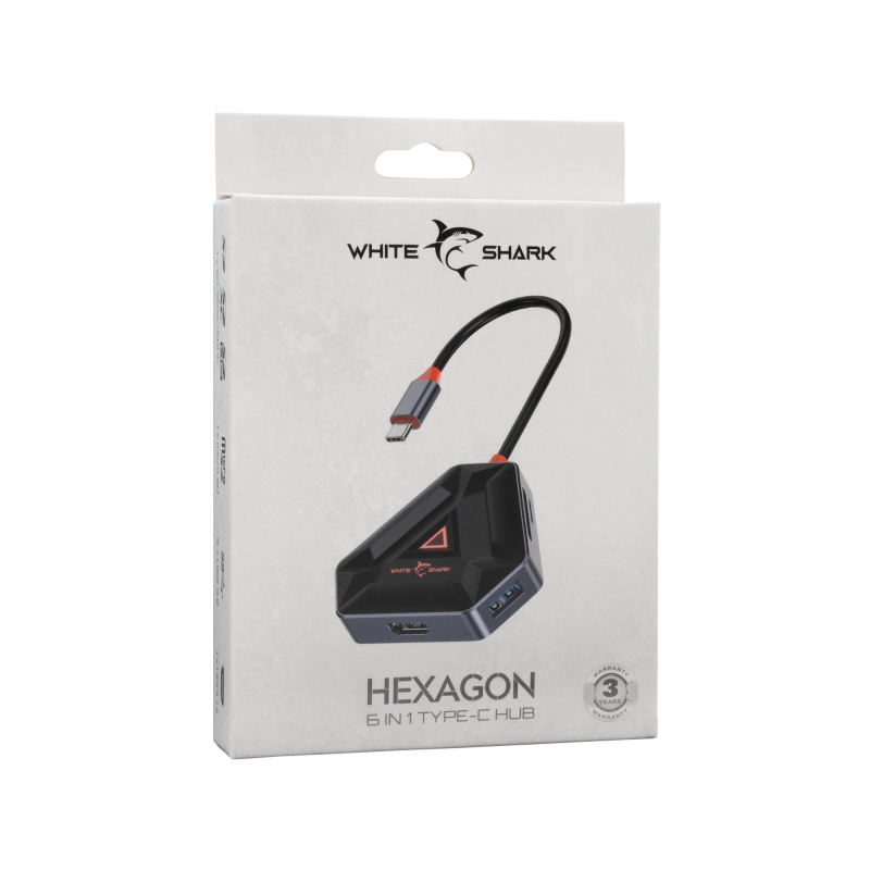 White Shark Hexagon 6 IN 1 Type-C HUB