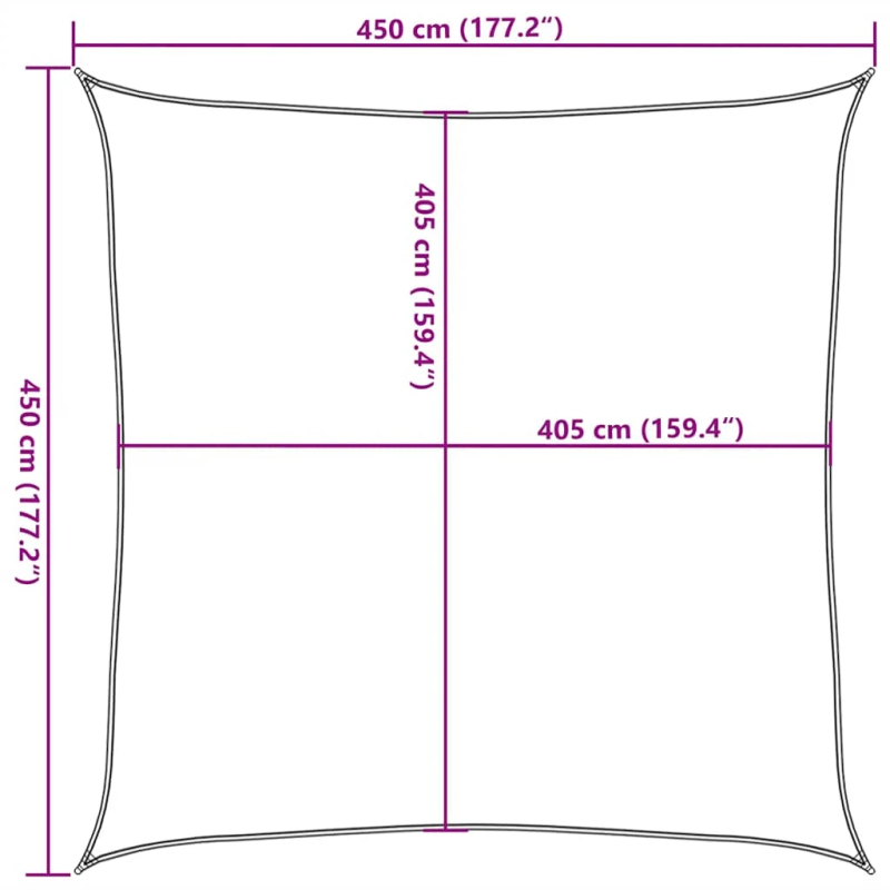 vidaXL saulessargs, 160 g-m², sarkans, 4,5x4,5 m, HDPE