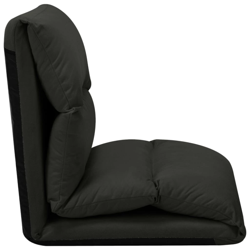 vidaXL salokāms grīdas krēsls, melna mikrošķiedra