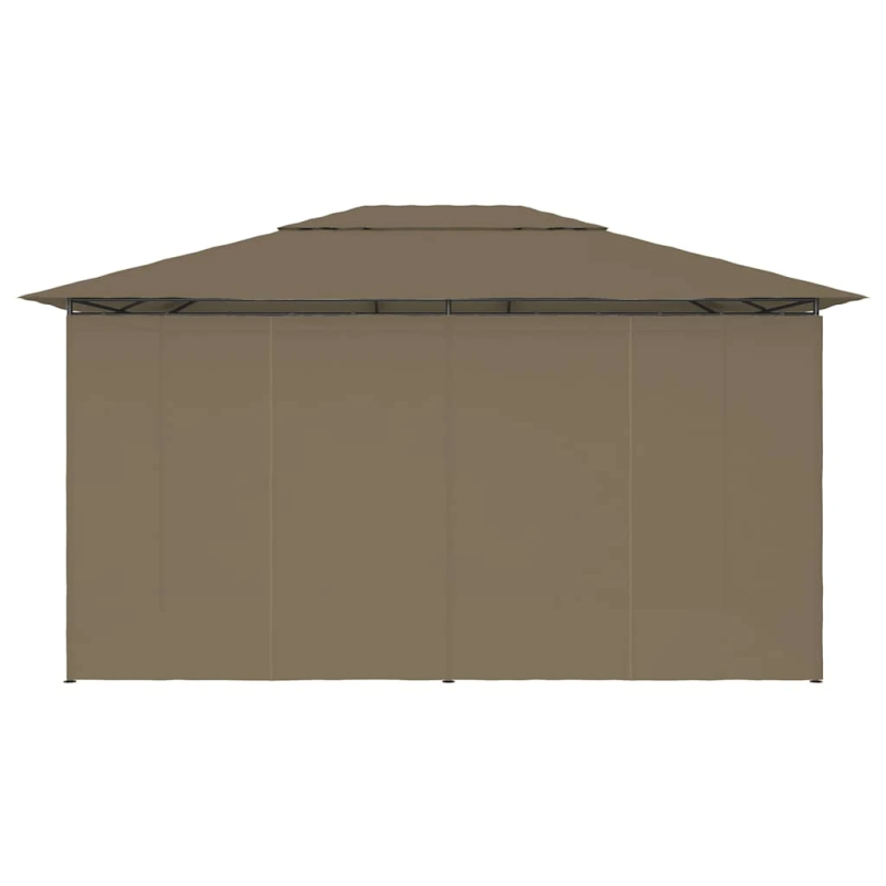 vidaXL dārza nojume ar aizkariem, 4x3 m, pelēkbrūna, 180 g-m²