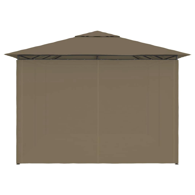 vidaXL dārza nojume ar aizkariem, 4x3 m, pelēkbrūna, 180 g-m²