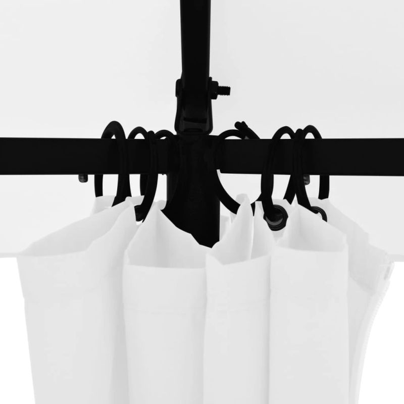 vidaXL dārza nojume ar aizkariem, 360x312x265 cm, balta, 180 g-m²