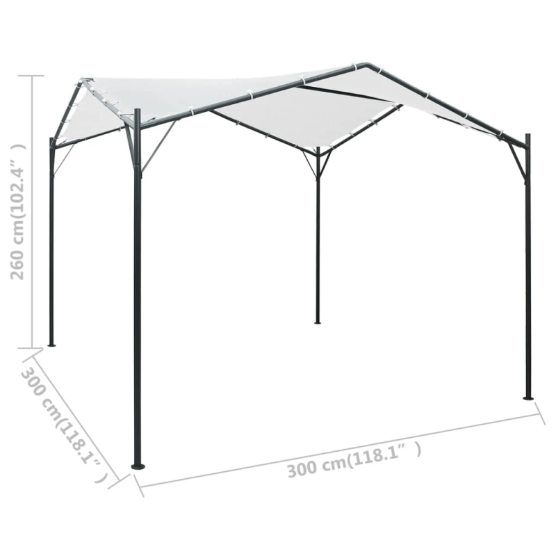 vidaXL dārza nojume, 3x3x2,6 m, balta, 180 g-m²