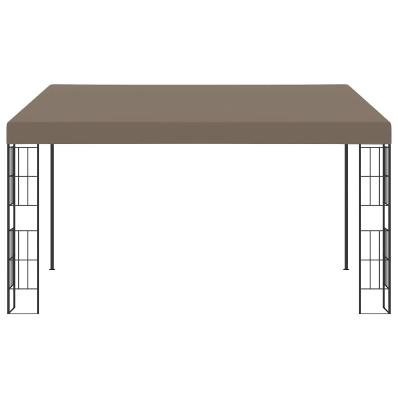 vidaXL dārza nojume, stiprināma pie sienas, 4x3 m, pelēkbrūns audums