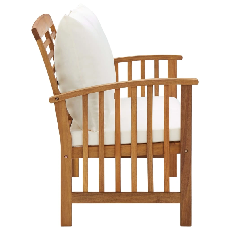 vidaXL dārza sols ar spilveniem, 119 cm, akācijas masīvkoks