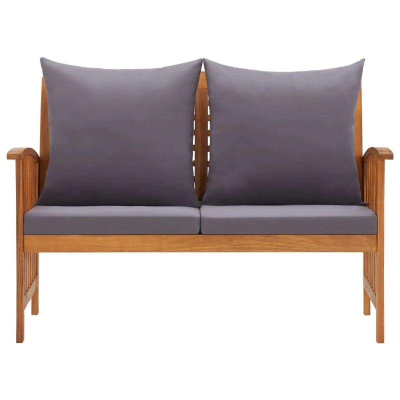 vidaXL dārza sols ar spilveniem, 119 cm, akācijas masīvkoks