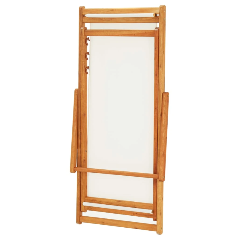 vidaXL saliekams pludmales krēsls, eikalipta koks, krēmbalts audums