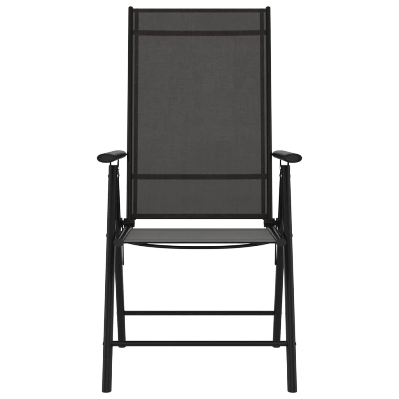 vidaXL saliekami dārza krēsli, 6 gab., tekstilēns, melni