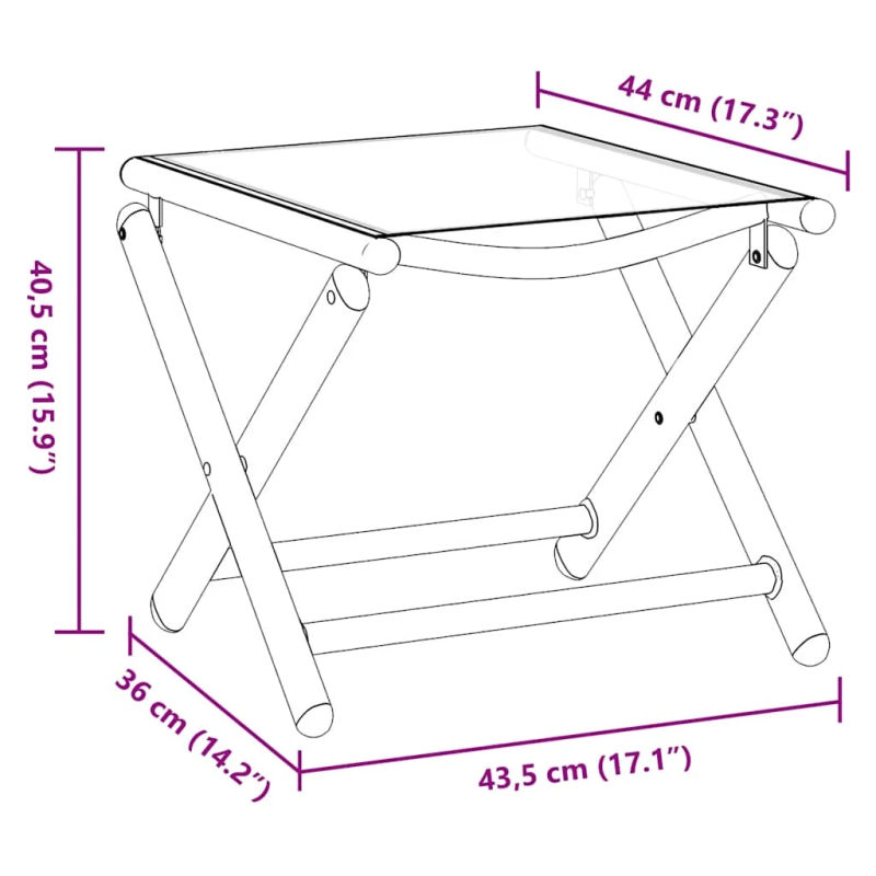 vidaXL salokāms kāju balsts, melns tekstilēns, sudrabains alumīnijs