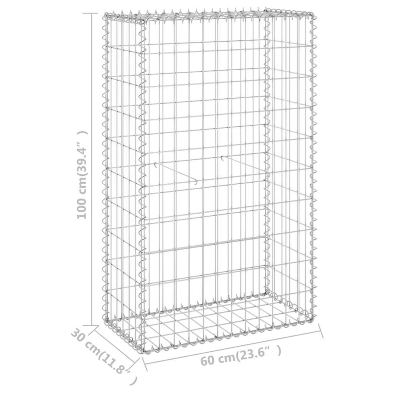 vidaXL gabions ar vāku, cinkots tērauds, 60x30x100 cm