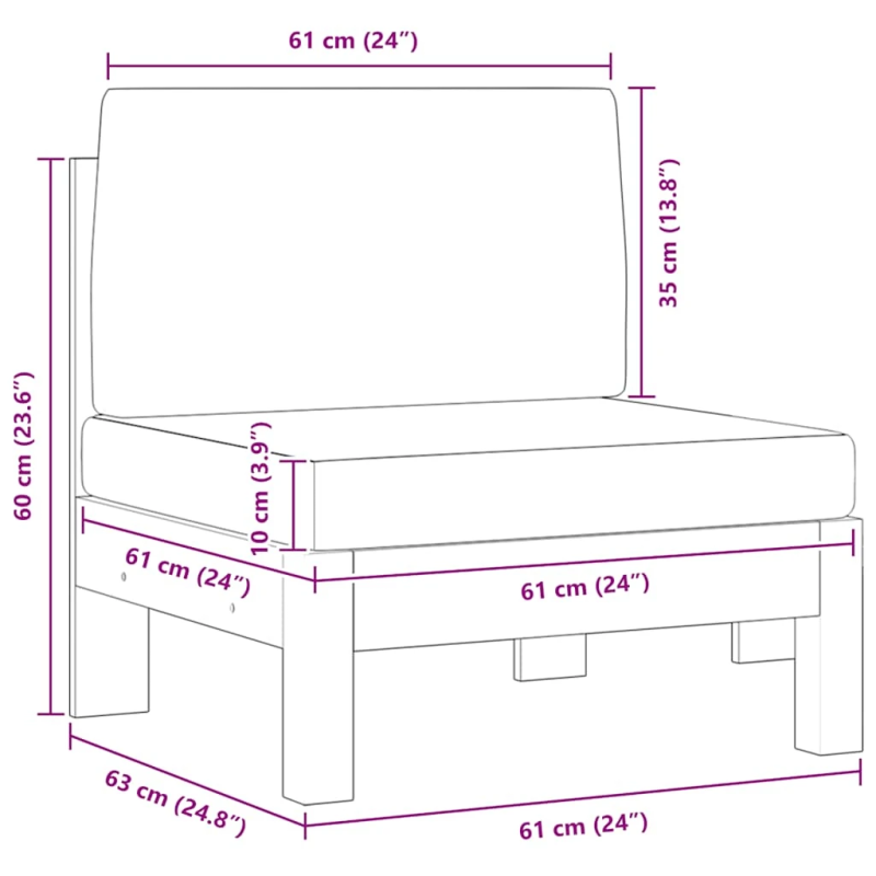 vidaXL vidējie dīvāni, 2 gab., pelēki spilveni, akācijas masīvkoks
