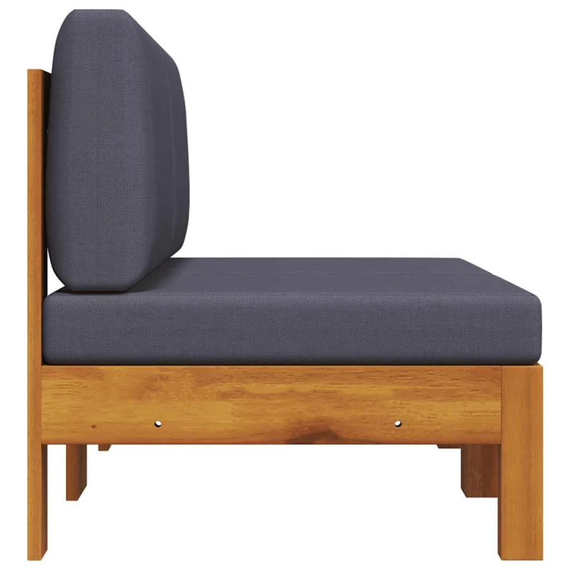 vidaXL vidējie dīvāni, 2 gab., pelēki spilveni, akācijas masīvkoks