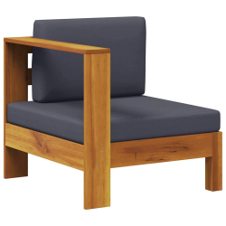 vidaXL vidējais dīvāns ar 1 roku balstu, tumši pelēks, akācijas koks