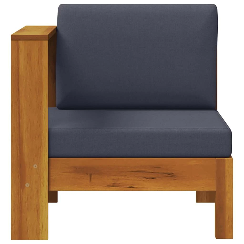 vidaXL vidējais dīvāns ar 1 roku balstu, tumši pelēks, akācijas koks