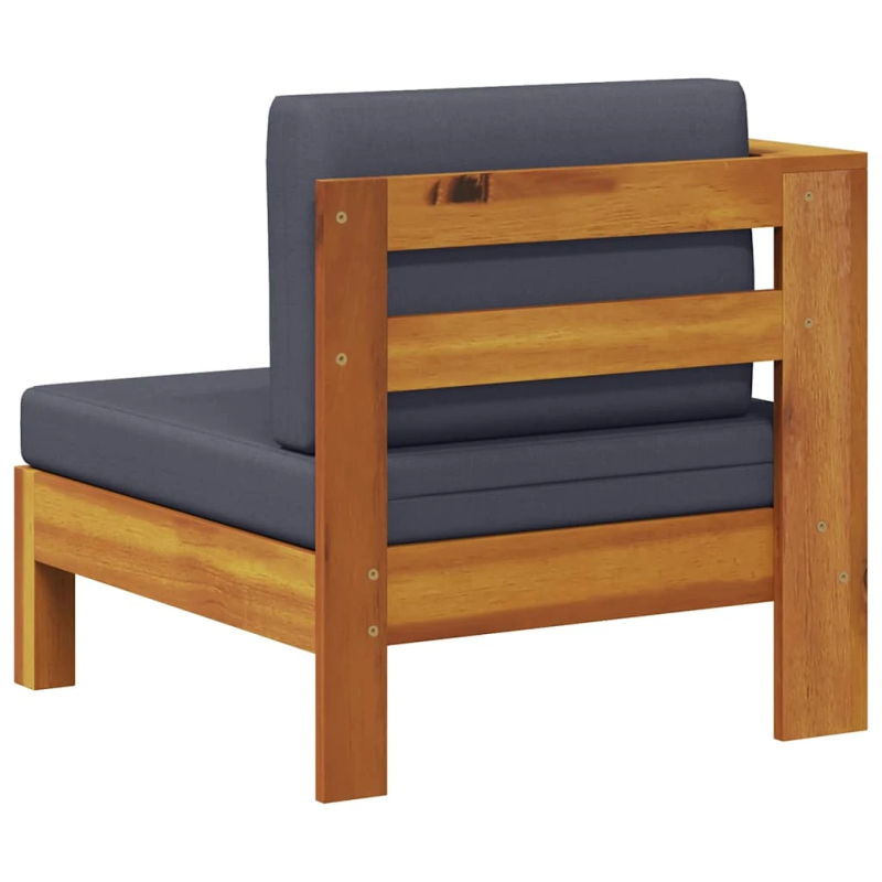 vidaXL vidējais dīvāns ar 1 roku balstu, tumši pelēks, akācijas koks