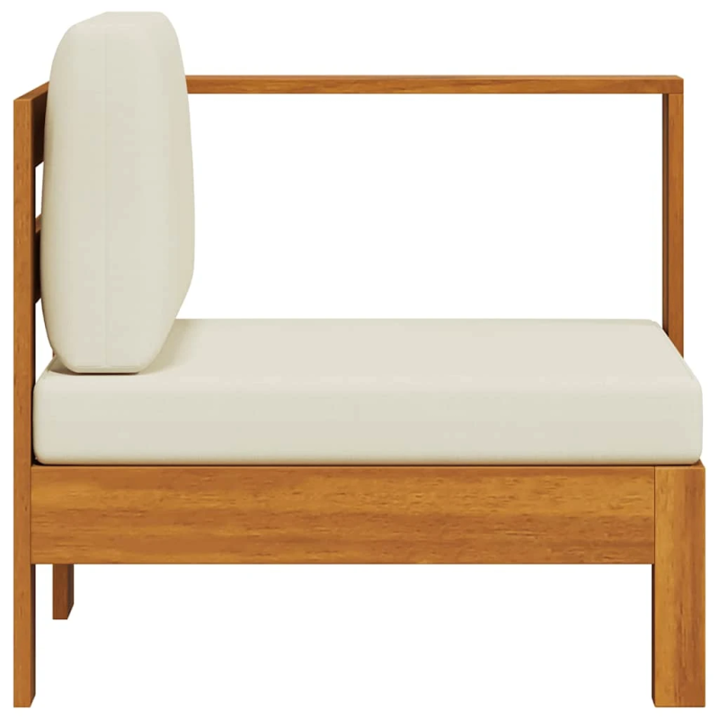 vidaXL vidējais dīvāns ar 1 roku balstu, krēmbalts, akācijas koks