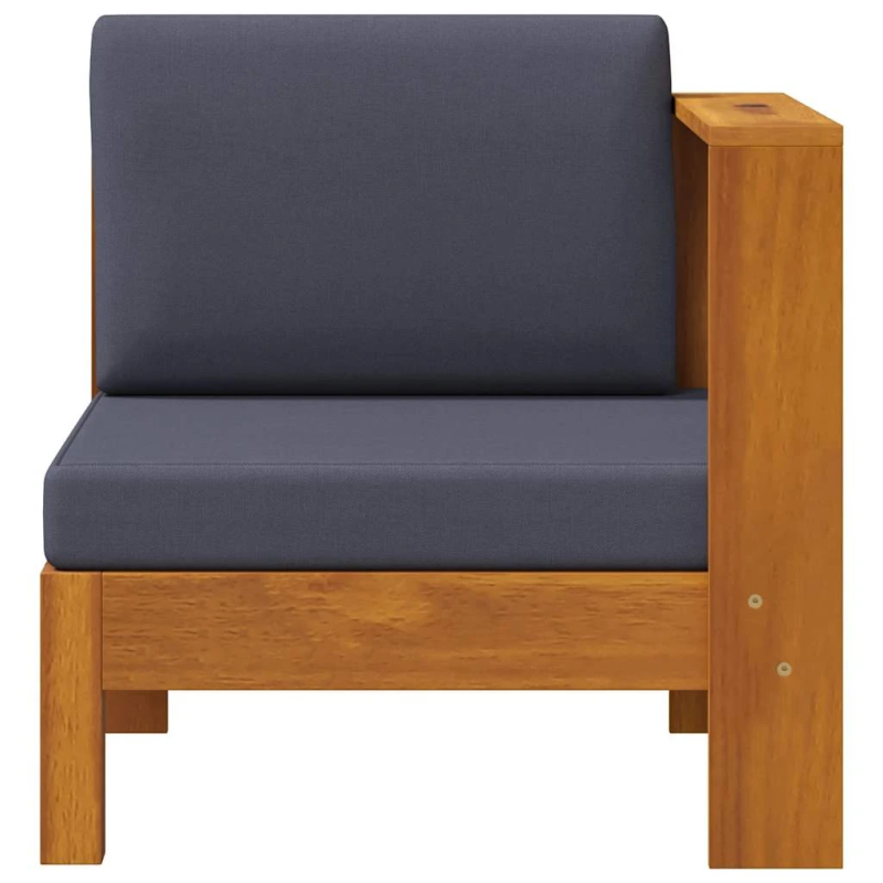 vidaXL vidējais dīvāns ar 1 roku balstu, tumši pelēks, akācijas koks