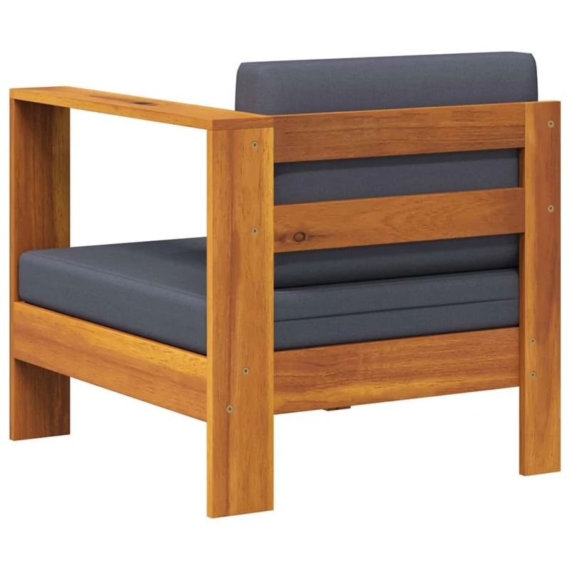 vidaXL vidējais dīvāns ar 1 roku balstu, tumši pelēks, akācijas koks