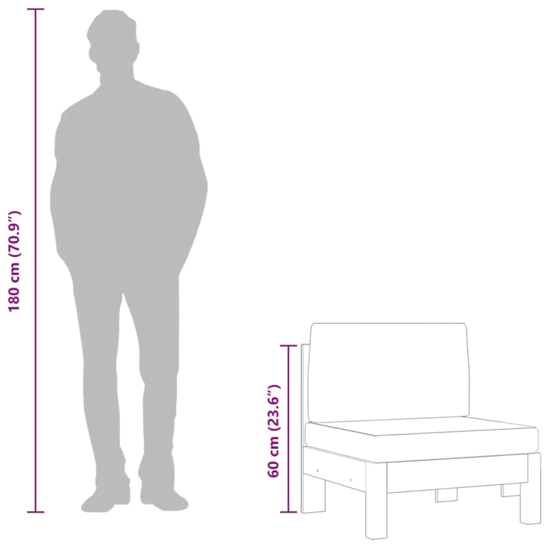 vidaXL vidējais dīvāns ar krēmbaltiem spilveniem, akācijas masīvkoks