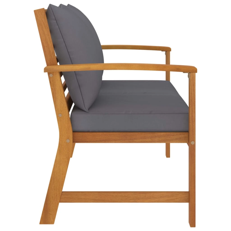 vidaXL dārza sols, 120 cm, tumši pelēki spilveni, akācijas masīvkoks