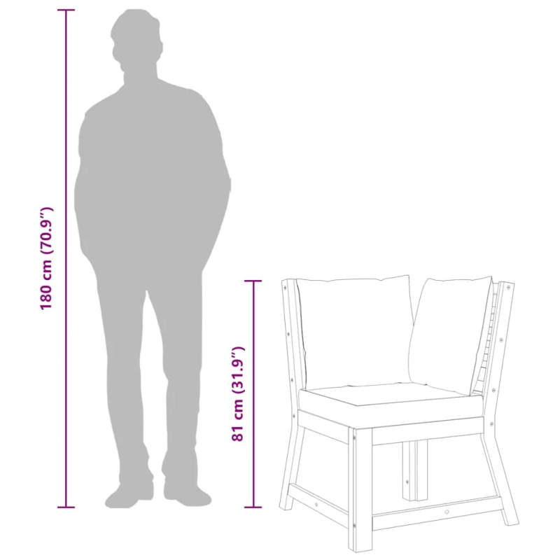 vidaXL stūra dīvāns ar tumši pelēkiem matračiem, akācijas masīvkoks