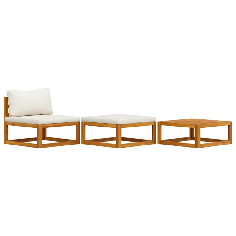 vidaXL 3-daļīgs dārza atpūtas mēbeļu komplekts ar matračiem, akācija