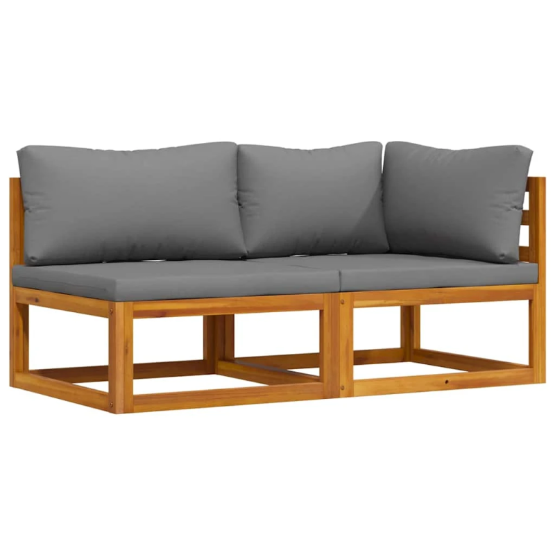 vidaXL 2-daļīgs dārza dīvāns, tumši pelēki spilveni, akācijas koks