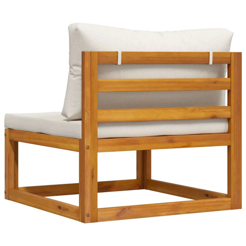 vidaXL vidējais dīvāns ar krēmbaltiem matračiem, akācijas masīvkoks