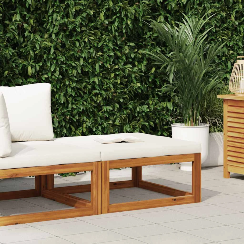 vidaXL kāju balsts ar krēmbaltu matraci, akācijas masīvkoks