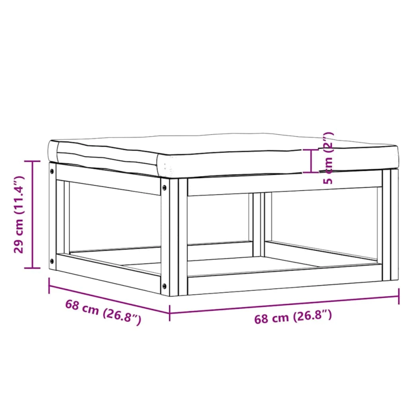 vidaXL kāju balsts ar krēmbaltu matraci, akācijas masīvkoks