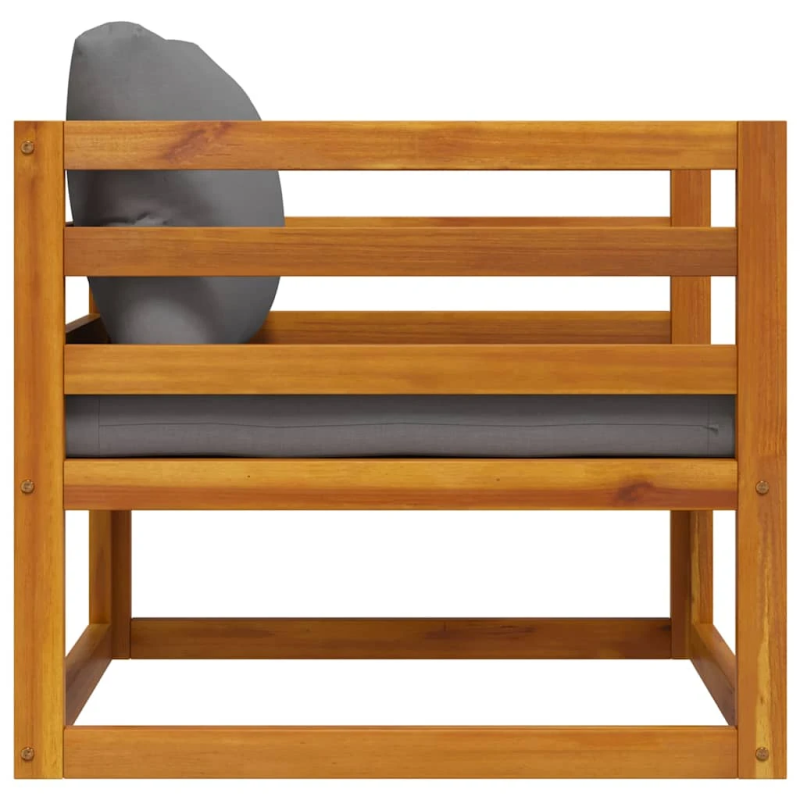 vidaXL dārza krēsls ar tumši pelēkiem spilveniem, akācijas masīvkoks