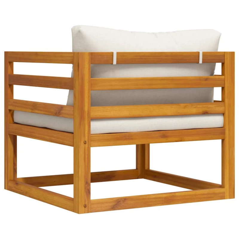 vidaXL dārza krēsls ar krēmkrāsas spilveniem, akācijas masīvkoks