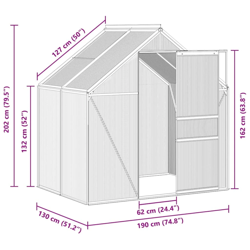 vidaXL siltumnīca, antracītpelēks alumīnijs, 2,47 m²