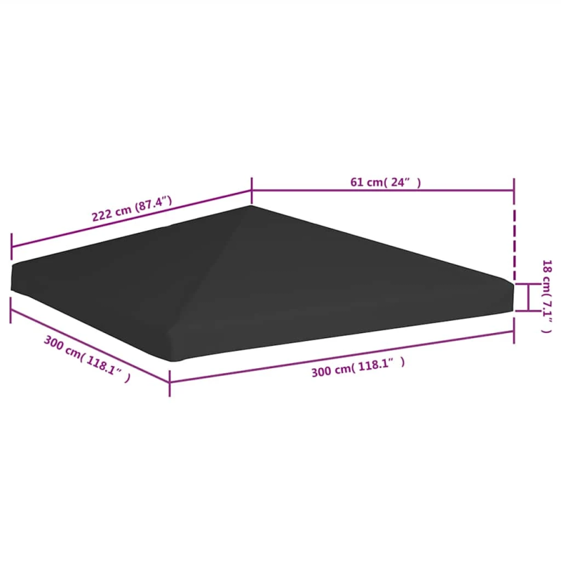vidaXL nojumes jumta pārsegs, 270 g-m², 3x3 m, melns