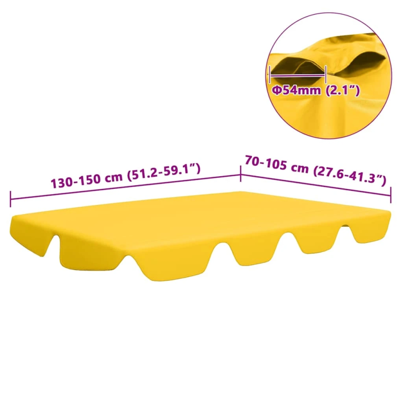 vidaXL dārza šūpoļu rezerves jumtiņš, dzeltens, 150-130x105-70 cm