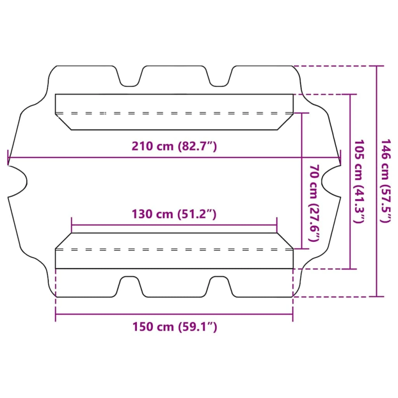 vidaXL dārza šūpoļu rezerves jumtiņš, melns, 150-130x105-70 cm