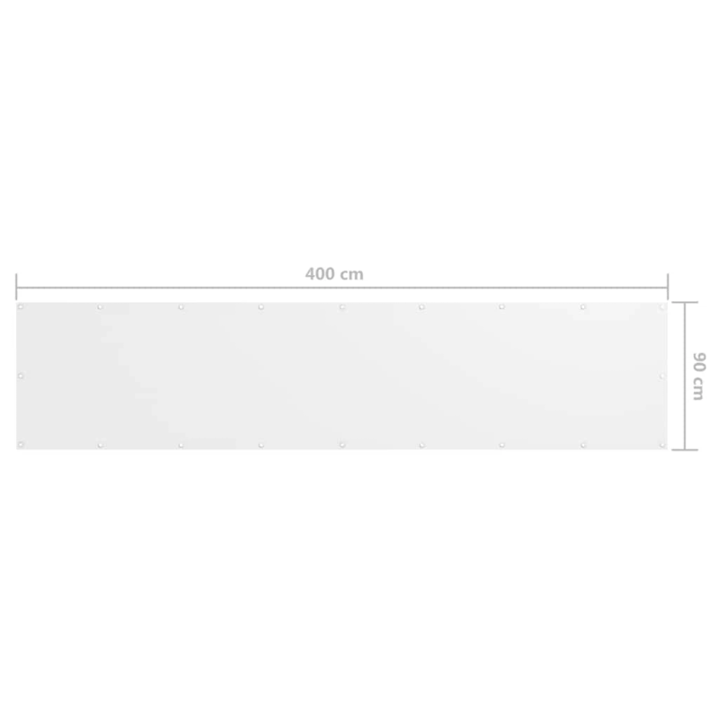 vidaXL balkona aizslietnis, 90x400 cm, balts audums