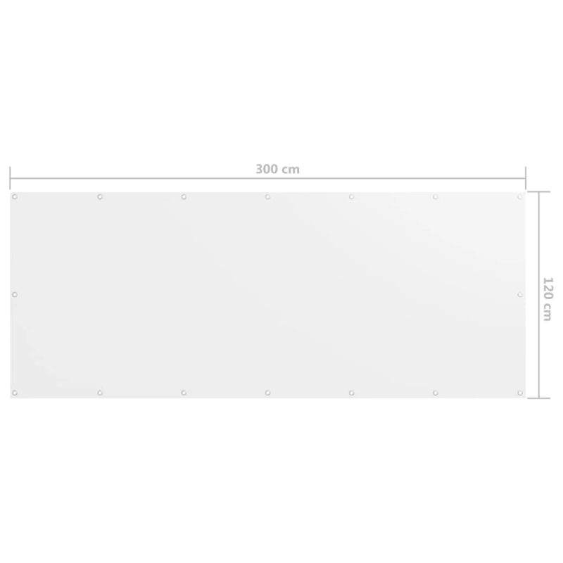 vidaXL balkona aizslietnis, 120x300 cm, balts audums