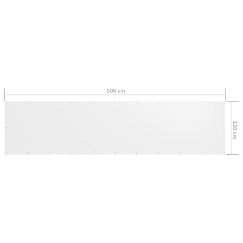 vidaXL balkona aizslietnis, 120x500 cm, balts audums