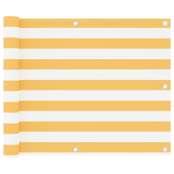 vidaXL balkona aizslietnis, 75x600 cm, balts un dzeltens audums