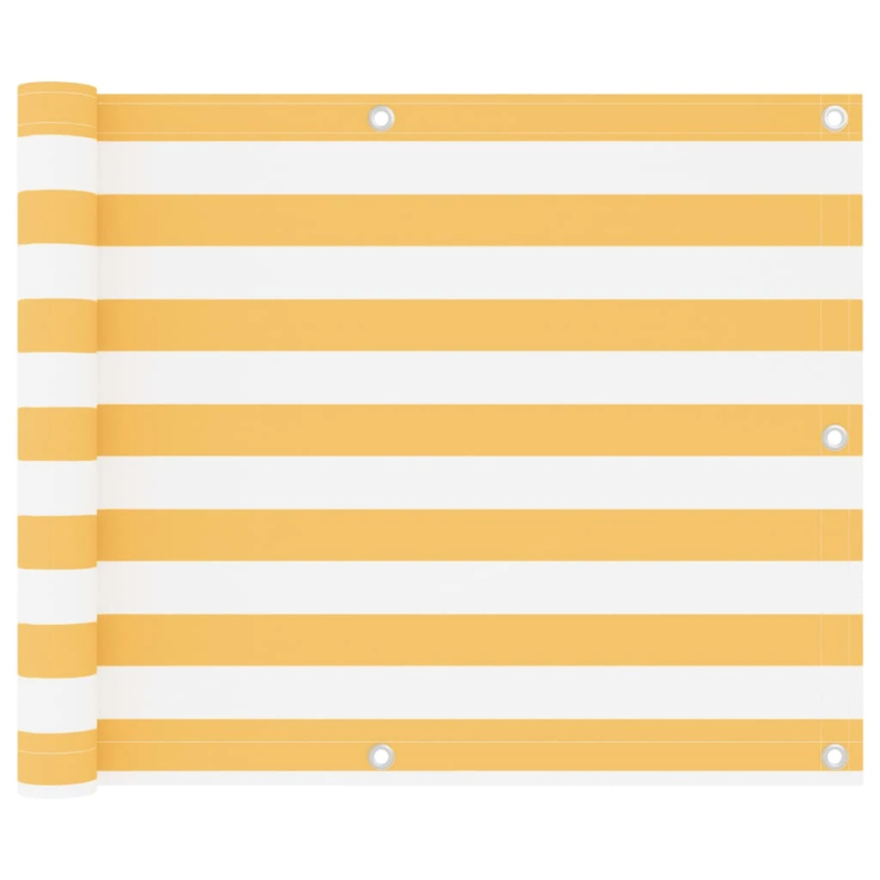 vidaXL balkona aizslietnis, 75x600 cm, balts un dzeltens audums