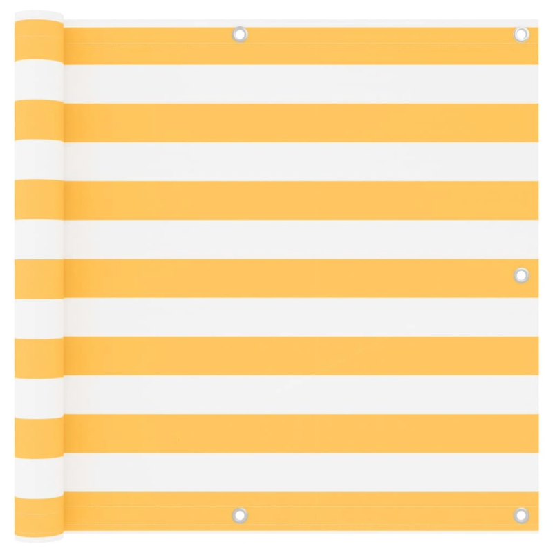 vidaXL balkona aizslietnis, 90x600 cm, balts un dzeltens audums