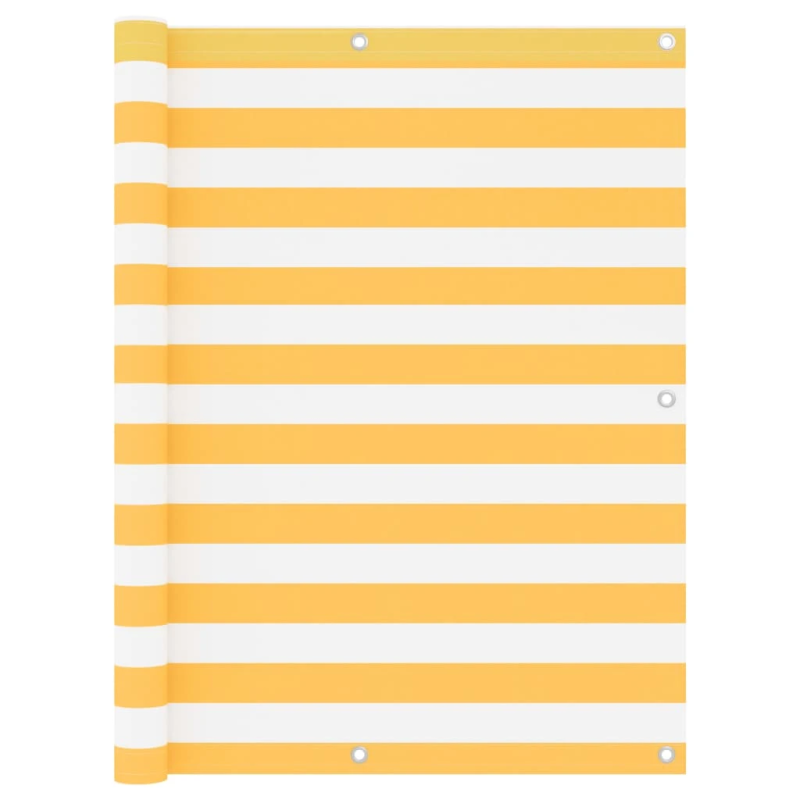 vidaXL balkona aizslietnis, 120x400 cm, balts un dzeltens audums