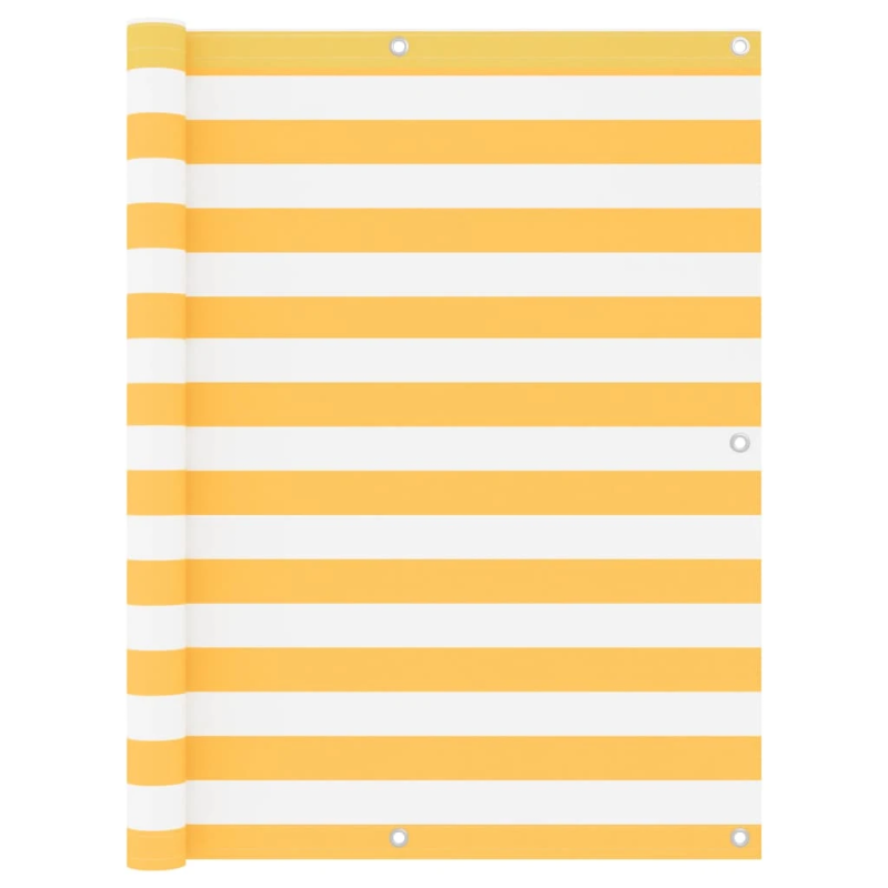 vidaXL balkona aizslietnis, 120x500 cm, balts un dzeltens audums