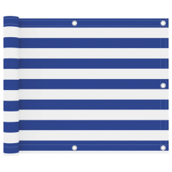 vidaXL balkona aizslietnis, 75x400 cm, balts un zils oksforda audums