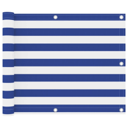 vidaXL Balkono pertvara, balta ir mėlyna, 75x600cm, oksfordo audinys