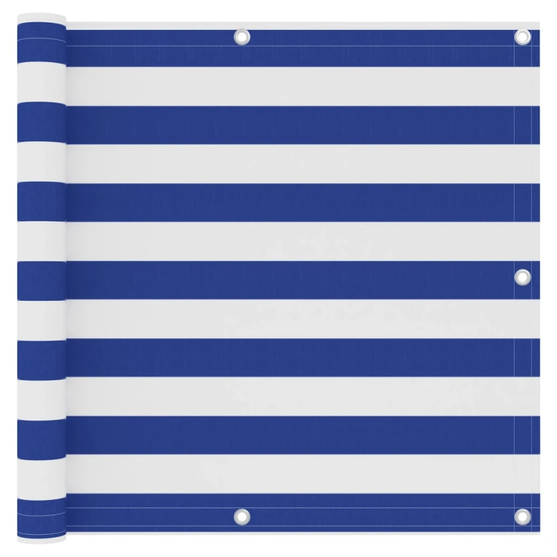 vidaXL balkona aizslietnis, 90x300 cm, balts un zils oksforda audums