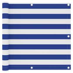 vidaXL balkona aizslietnis, 90x400 cm, balts un zils oksforda audums