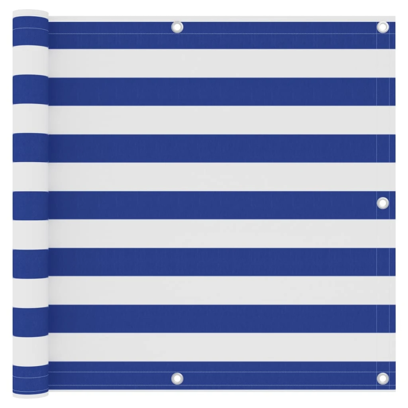 vidaXL balkona aizslietnis, 90x400 cm, balts un zils oksforda audums