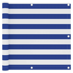 vidaXL balkona aizslietnis, 90x500 cm, balts un zils oksforda audums